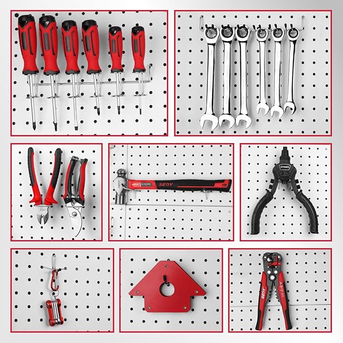 300-Piece Pegboard Hook Set, Pegboard Organizer Accessories for Hanging, Durable Metal Hooks for Tool Organization, Garage, W