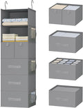 6-Shelves Hanging Closet Organizer with 5 Different Drawers, Foldable Closet Organizers and Storage for Wardrobe, Closet& RV,