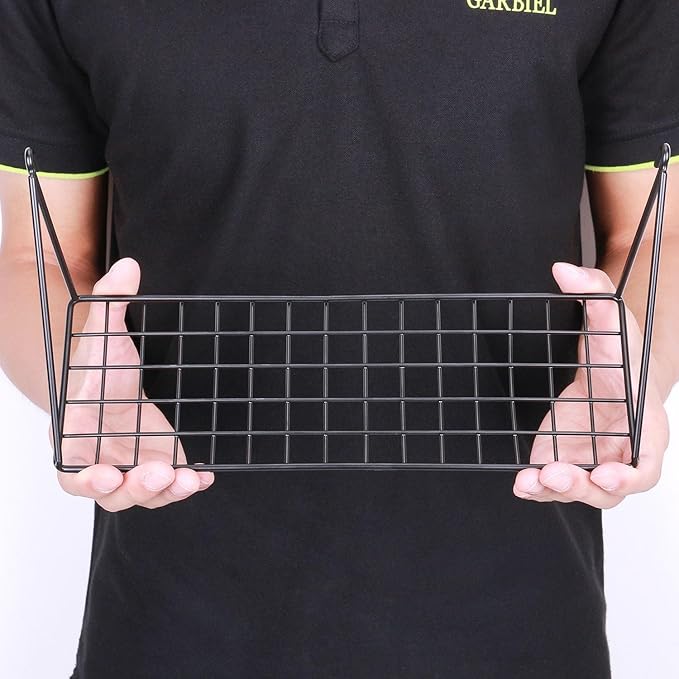 Kaforise Hanging Straight Shelf for Wire Wall Grid Panel, Small Wire Wall Organizer and Display Shelf, Size 11.8" X 4.3",Blac
