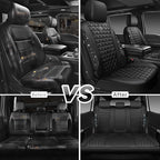 CAR PASS Bling Diamond Black Leather Car Seat Covers Full Sets Interior Sets, Waterproof Shining Glitter Sparkly Crystal Univ