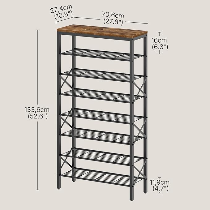 YATINEY 8 Tier Shoe Rack, Shoe Storage Organizer, Large Capacity Shoe Shelf Holds 32 Pairs of Shoes, Sturdy and Stable, for E
