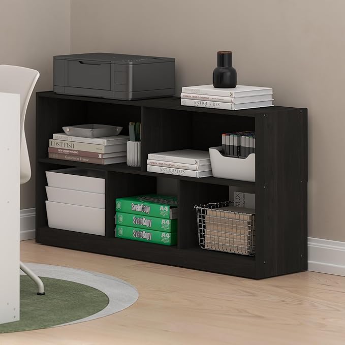 Furinno DALY Book Shelf, 5-Cube Bookshelf, Horizontal Cube Storage Organizer Bookcase, 10.9 x 47.2 x 23.6, for Living Room, B