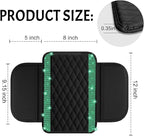NBTEPEM Bling Car Center Console Cover, Leather Car Arm Rest Cover Cushion with 2 Storage Bags, Universal Auto Armrest Protector Storage Box, Bling Accessories Interior for Most Vehicles (Green)