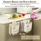 Hanging Trash Can for Kitchen Cabinet Door, 2.64 Gallon Kitchen Trash Can with Space-Saving Design, Collapsible Garbage Can for Kitchens,Cabinet Door, Bathroom, RV, Car & Camping