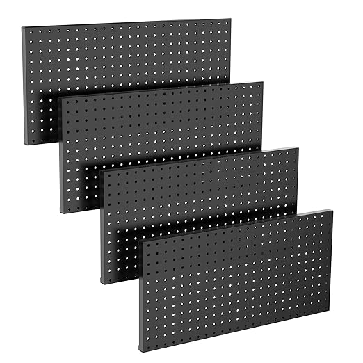 TORACK 4-Pack 12x24 inch Metal Pegboard Panels for Wall, Garage Tools Pegboard for Workbench, Modular Peg Board, Tool Organiz