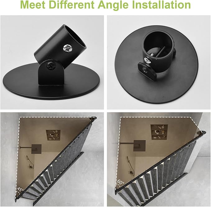 Adjustable Shower Curtain Rod Bracket for Slanted Wall, 2Pcs Titanium Steel Shower Curtain Rod Single Swivel Flange Heavy Dut