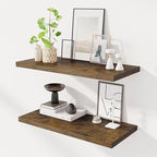 Dreamland 30" Floating Shelves for Wall, 12" Deep Slim Rustic Brown Floating Shelves, Wall-Mounted Shelves for Bedroom, Livin