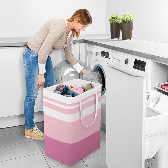 StorageRight Large Collapsible Laundry Basket Hamper with Easy Carry Handles，Freestanding Clothes Hampers for Laundry, Bedroo