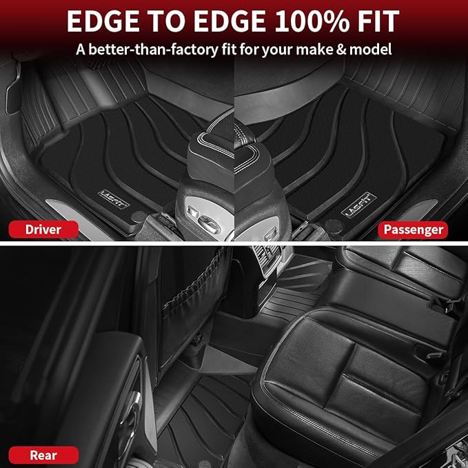 LASFIT Floor Mats for Porsche Macan 2014-2026 All Weather Floor Liner TPE Custom Fit Car Mats for Porsche Macan 1st & 2nd Row Rubber Mats, Black, Easy to Clean