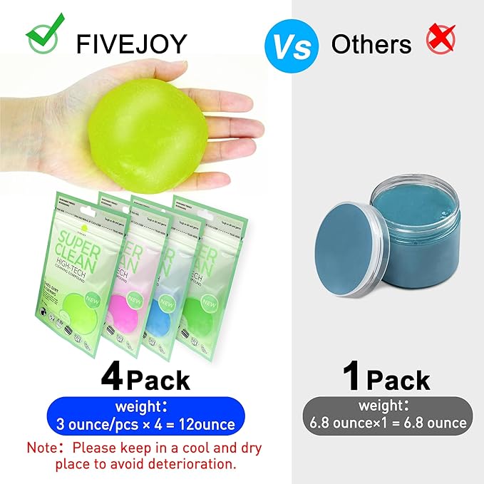 Car Cleaning Gels 4-Pack, Car Cleaning Putty Universal Auto Detailing Tools Car Interior Cleaner, Dust Cleaning Slime, Car Ac