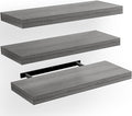 AMADA HOMEFURNISHING Floating Shelves, Wall Shelves for Bathroom/Living Room/Bedroom/Kitchen Decor, Grey Shelves with Invisib