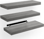 AMADA HOMEFURNISHING Floating Shelves, Wall Shelves for Bathroom/Living Room/Bedroom/Kitchen Decor, Grey Shelves with Invisib