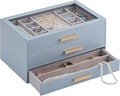 Lolalet Jewelry Box Organizer, 3-Layer Jewelry Organizers and Storage Case with Glass Lid, Ring Earring Bracelet Necklace Hol