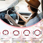 SuperKaKa Car Steering Wheel Cover 2024, Universal Auto PU Cute Breathable Slip-Proof Comfort Imitation Leather Protector Car