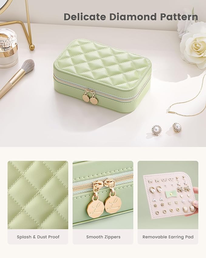 Lolalet Travel Jewelry Case for Women Girls, Travel Jewelry Organizer with Clear Storage Bag Small Portable Jewelry Box for N