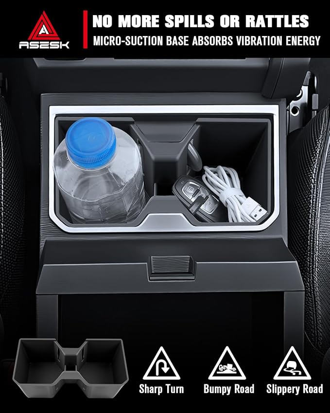 for 2025~2026 Toyota 4runner - 6th Gen 4Runner 2Pcs Center Console Armrest Organizer Tray ABS Materials& Silicone Cup Holder Insert