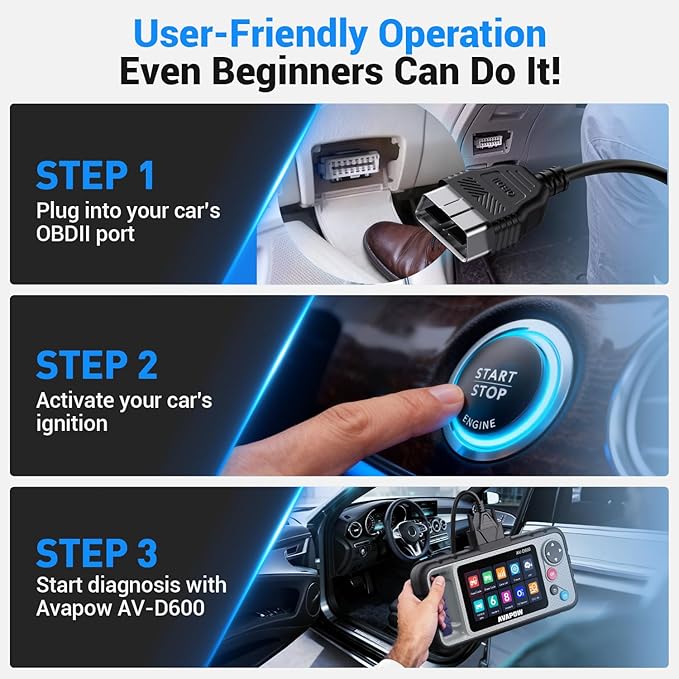 AVAPOW AV-D600 4 Systems OBD2 Scanner Engine/Transmission/SRS/ABS Diagnostic Tool, Oil Reset/EPB Reset/Battery Match, Car Code