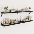 Floating Shelves, 8 Inch Deep Rustic Wood Wall Storage, 48W x 8D Wall Shelves Set of 2, Heavy Duty Metal Brackets, Industrial