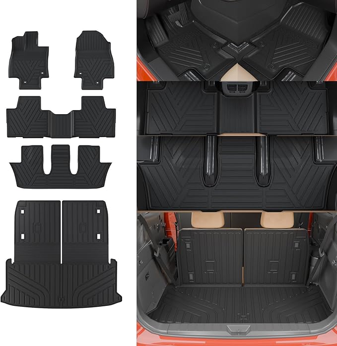 Floor Mats Compatible with 2024 2025 2026 Lexus TX350 TX500h TX550h+ 6&7 Seats Cargo Mat Trunk Liner Back Seat Cover All Weather TX Accessories (Floor Mats+Trunk Mat with Backrest Mat)