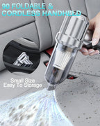 Portable Cordless Foldable 20000PA High Power Mini Vacuum Cleaner, 4-in-1 Compressed Duster & Air Blower & Pump, Hand Held Va