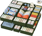 DIMJ Drawer Organizer Clothes - 20 Pack Closet Drawer Organizer Bins for Baby Clothes Storage, Fabric Dresser Organizer for N