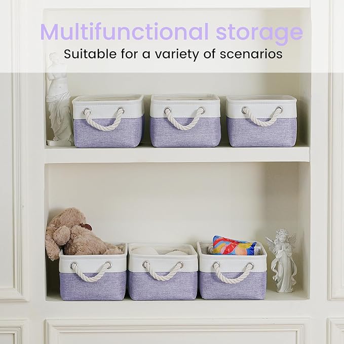 Storage Baskets for Shelves 11.8x7.9x5.2 Inch, Foldable Fabric Storage Bins with Handles, Small Storage Baskets for Organizin