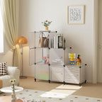 Cube Storage Organizer, 6-Cube Shelves Unit with Doors, DIY Stackable Plastic Clothes Organizer for Bedroom and Under Stairs 