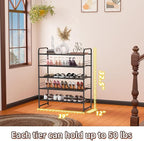 SUFAUY Shoe Rack, 5-Tier 33" Wide Shoe Storage Rack for 24-30 Pairs of Shoes, Mesh Shoe Organizer for Entryway Closet, Steel 