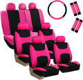 FH Group Light & Breezy Cloth Car Seat Covers, 7 Seater Three Row Set- Airbag & Split Ready -Universal for Cars Trucks and SU
