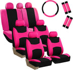 FH Group Light & Breezy Cloth Car Seat Covers, 7 Seater Three Row Set- Airbag & Split Ready -Universal for Cars Trucks and SU