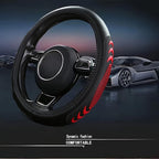 Leather Steering Wheel Cover for Ford F150 F250 F350, 15.5-16 inches Car Steering Wheel Cover with Anti-Slip Massage Particle