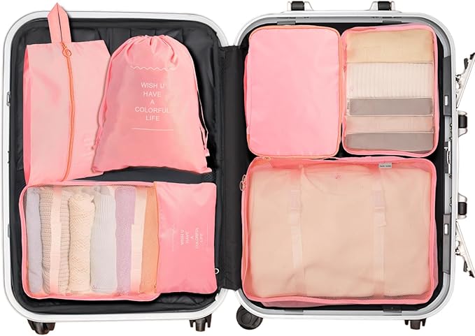 7PCS Packing Cubes for Suitcases, Travel Luggage Organizer Bags, Suitcase Organizer Bags Set for Carry on Luggage Travel Esse