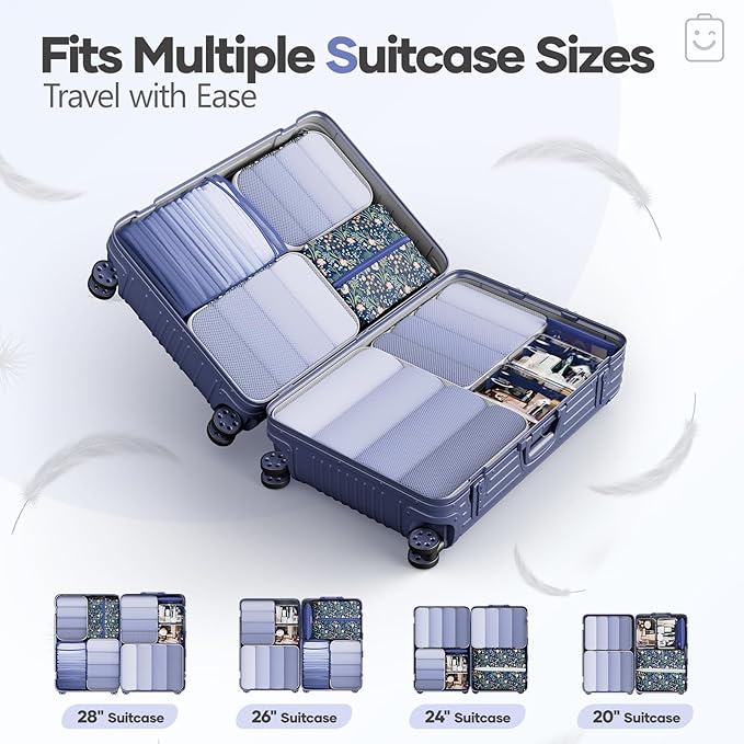 Veken 9/11 Set Compression Packing Cubes for Travel Essentials,Compressible Expandable Large Luggage Suitcase Organizer Bags 