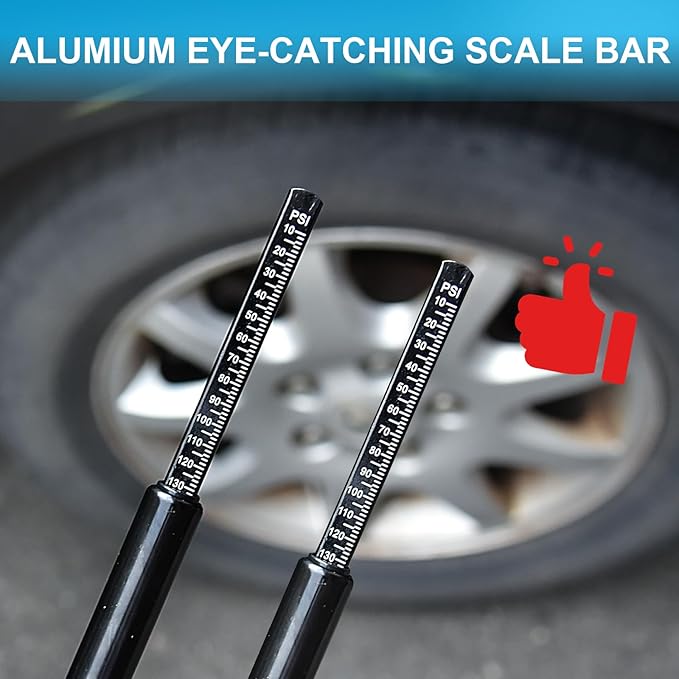 Dual Head Tire Pressure Gauge, Heavy Duty Air Gauge Tire Pressure with Two Side Aluminum Scaleplate, Truck Tire Gauges for Tire Pressure Range to 10-150 PSI, Black, 2 Pack