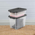 Sterilite 24-Pack Modular Stacker Box, Durable Clear Plastic Storage Bins with Latching Lids, 30 Quart - Stackable Organizing