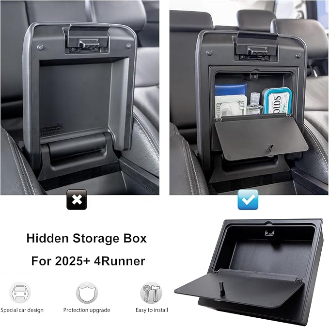 JDMCAR 2PCS Hidden Storage Box and Glove Box Organizer Compatible with 2025 2026 Toyota 4Runner Accessories