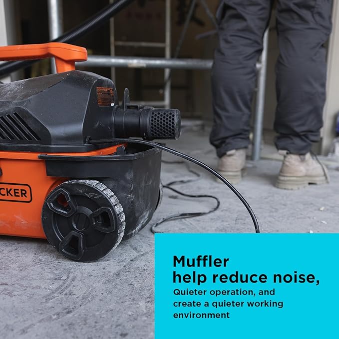 BLACK+DECKER Shop Vacuum Wet and Dry, 4 Gallon 5.0 Peak HP Wet/Dry Vacuum, Quiet Operation with Muffler, Long Reach Cleaning 