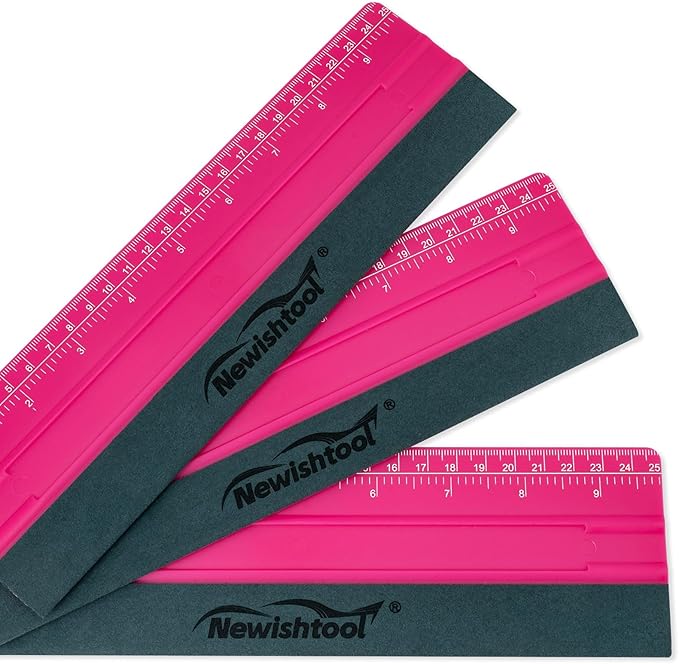 NEWISHTOOL Vinyl Wrap Squeegee for Vinyl, Big Size Wallpaper Smoothing Squeegee, 3 Pack 25CM Decals Squeegee with Ruler & Micro Suede Felt Edge for Sign Making Graphic Window Tint Film Application