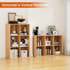 Wooden 6 Cube Storage Organizer with Closed Back Panel, Modern Open Cube Storage Shelf Bookshelf with Compartments, Cube Shel