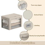 3Pack Clothes Storage Bins - Oxford Frame Storage Box Foldable Stackable Storage Organizer with 3 Openings Design, Metal Fram