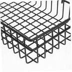 IMIKEYA 2Pcs Wall Mount Wire Basket Black Metal Hanging Organizer with Hooks for Efficient Storage Display Home Office Kitche