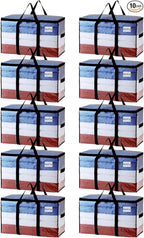 TAILI Extra Large Moving Bags, 10 Pack Clear Heavy Duty Totes For Storage with Visible Window, Wrap Around Handles, Storage B