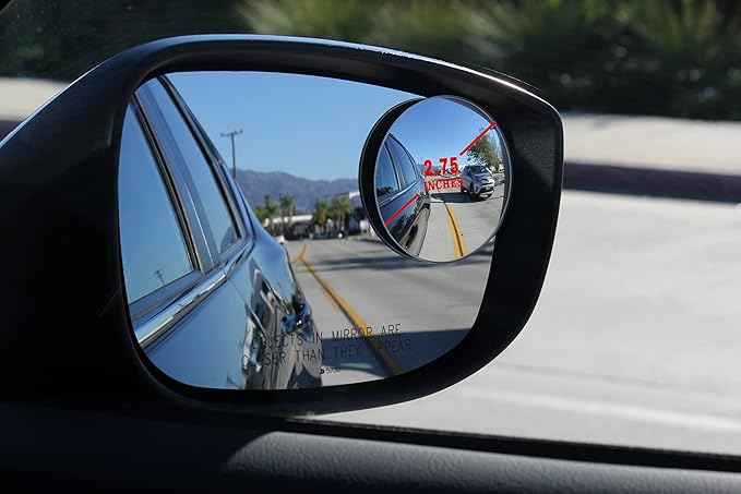 Blind Spot Mirrors for Cars - by Safe View Company - Change Lanes w Confidence - Made from Real Convex Glass - Long Lasting - Easy Peel & Stick (Halo XL)