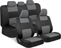 BDK PolyPro Car Seat Covers Full Set in Gray on Black, Front and Rear Split Bench Seat Covers for Cars, Easy to Install Car S