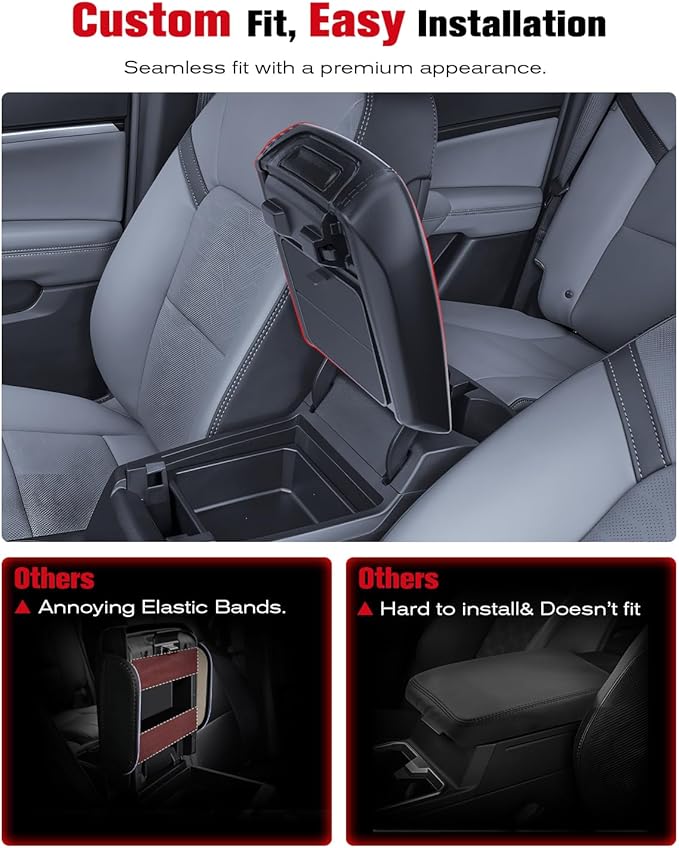 for 2023~2026 Chevy Colorado& GMC Canyon 2-in-1 Silicone Center Console Armrest Cover& Armrest Hidden Privacy Tray - [OEM Design& Friendly Liquid Silicone Rubber] - Thin Black