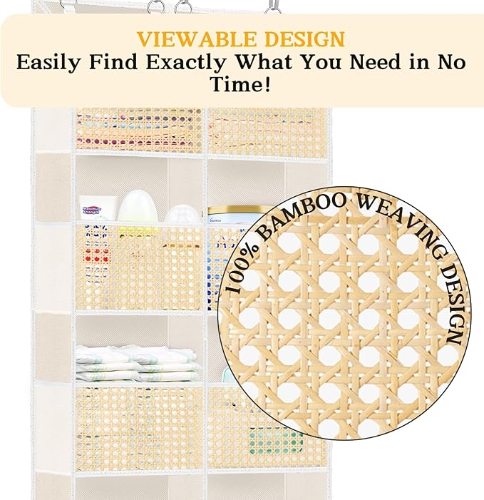 Over The Door Organizer 5 Tiers, Extra Large Behind Door Storage of 10 Compartments, 80 lbs Weight Capacity Hanging Storage O