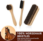 10 PCS Shoe Polish Kit - Horsehair Brushes, Black Brown Neutral Polish,Mink Oil Conditioner for Shoes,Polishing Cloth, Leathe