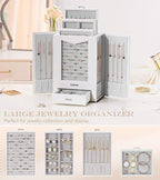 Homde Jewelry Organizer with Transparent Window Necklace Hooks Gift for Women Jewelry Box Display Case for Necklaces Rings Ea