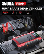 4500A Car Jump Starter with Air Compressor, Portable Battery Charger Jumpstart 12V Vehicle, Power Pack with 150PSI Tire