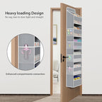 Univivi Door Hanging Organizer Nursery Closet Cabinet Baby Storage with 6 Large Compartments and 8 Side Pockets for Cosmetics